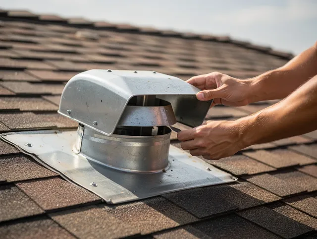 Miramar Dryer Vent Cleaning certified technician safely cleaning a roof-mounted dryer vent in Miramar